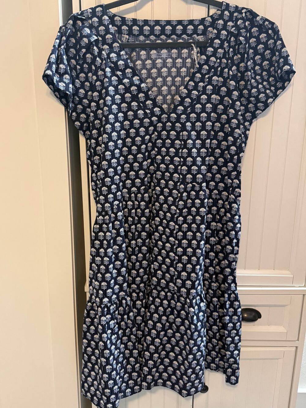 Vineyard Vines Performance women's sophie harbor dress navy block print XL NWT